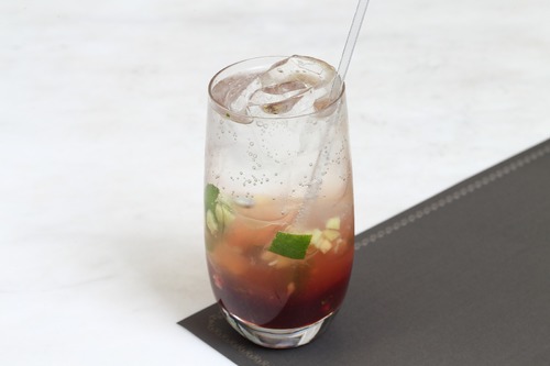 Strawberry mojito - lemon&nbsp; mint syrup, Rancho Syrup and strawberries
  puree