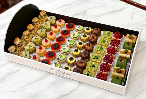 Special Canape's Tray (Pre-order only. 2 days before) - Served with 60pcs Savoury Canapes. puffed chicken supreme halloumi avocado turkey cheddar hummus tart labnah tart smoke cheese canape mushroom balsamic guacamole tart labnah pomegranate spinach crepe ratatouille wrap