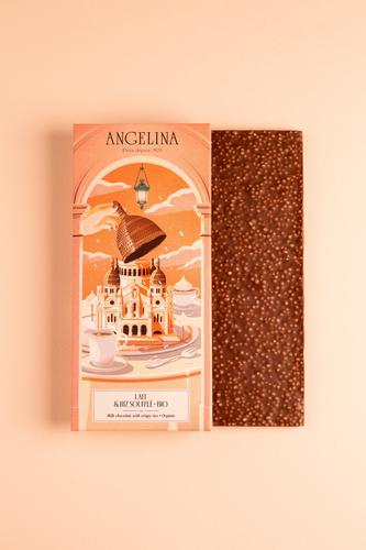 Organic Milk chocolate and Rice Crispy Bar 100 G - Organic chocolate bar contains cocoa butter, milk powder and crispy rice with cocoa 41%, with peanuts, soya