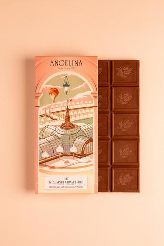Organic Milk Chocolate with Caramel 100g - Organic chocolate bar contains of milk chocolate and crispy almond, soya milk