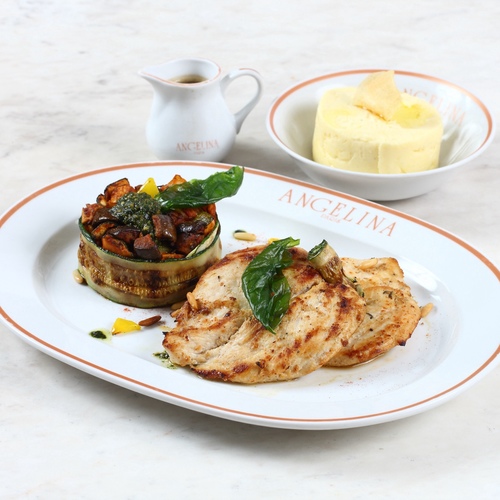 CHICKEN BREAST Ratatouille - Grilled&nbsp;chicken fillet, seasonal vegetables, traditional ratatouille, lemon sauce.