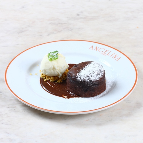 Lava cake - Chocolate cake, served with vanilla Ice cream.