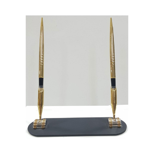 Golden Gifts co - Metal Pen Stand (D033) - Metal Desk Stand w/ 2 Ball Pens