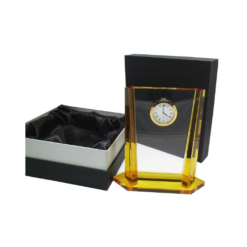 Crystal Clock (C013) - Crystal Clock w/ 2 columns Yellow.