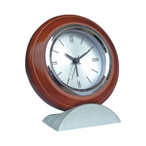 Golden Gifts co - Wooden Clock (C016) - Desk Clock Wood / Aluminum Round Quartz