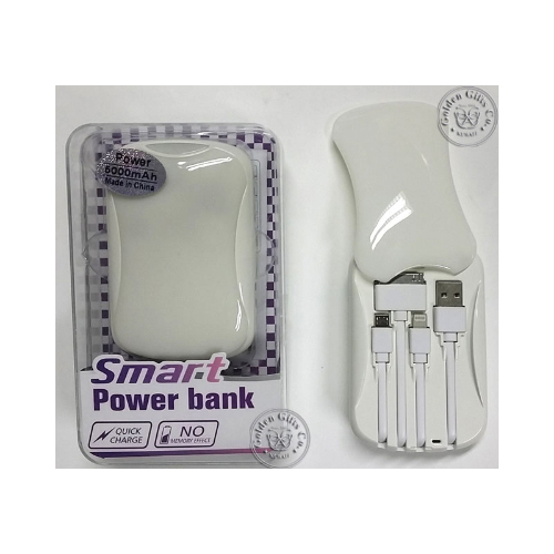 Power Bank (E092) - Power Bank w/ hiden connections white color 5000 mAh