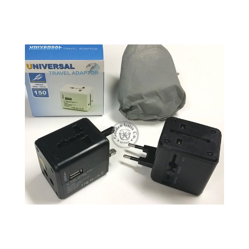 Universal Adapter (E096) - Universal Travel Socket w/ 1 USB Convertor Square