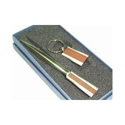 Golden Gifts co - KeyChain with Knife Set (O140) - Set of Letter Opener & Key Ring Black/Wood