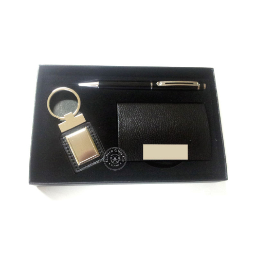 Wallet Set (O144) - Set of Keyring, Card Holder and Ball Pen Black