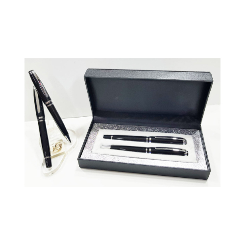 Metal Pen Set (PE042) - Ball Pen N Rolleng Pen Black Chrome Parts