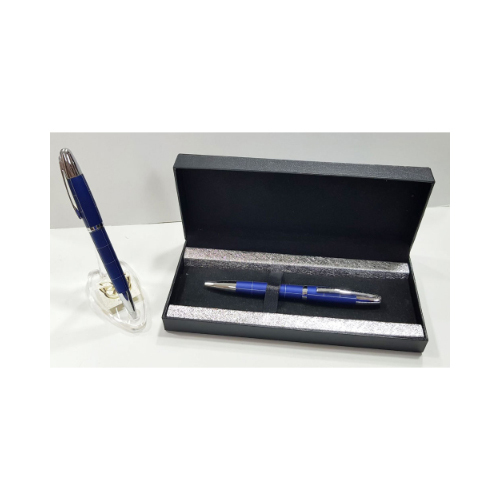 Golden Gifts co - Metal Pen (PE045) - Ball Pen D. Blue Lining w/ Chrome