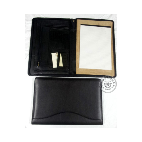 Leather Portfolio (PO090) - Portfolio Real Leather Black Color