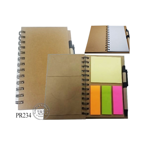 Golden Gifts co - Note Book (PR234) - Note Book w/Ball Pen Natural/Black ECO Friendly