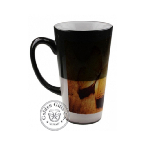 Golden Gifts co - Magic Mug (PR409) - Sublimation Magic Ceramic Mug Black Conic with multi color printing 
* Minimum Quantity to order from this item is 5 Pieces

* In case of printing option, Kindly after completing your order send us your requested Picture to be printed on through our WhatsApp No. 97172071, Know that it will take 5-7 working days to be delivered