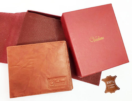 Men Wallet (O079) - Real Leather Wallet Maroon Antique, Vendome Brand.