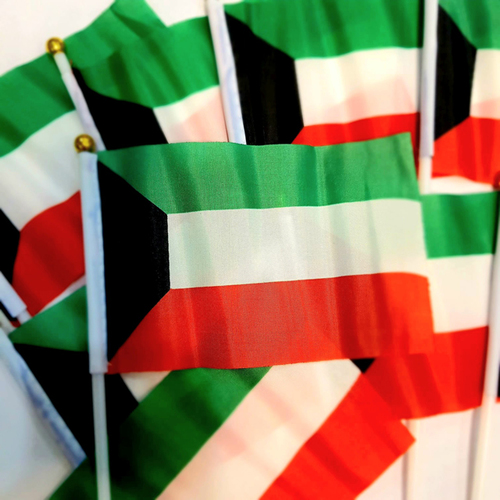 Golden Gifts co - Kuwait Flag 12 pcs S Size(PR376) - Kuwait Flag Size 10x15 CM With Plastic Stick (12 PCS)