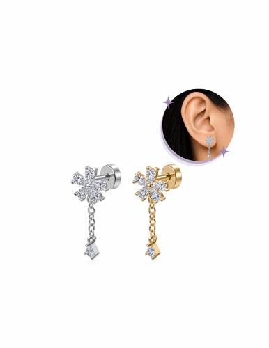 Flower piercing-Thin Bar (20G)