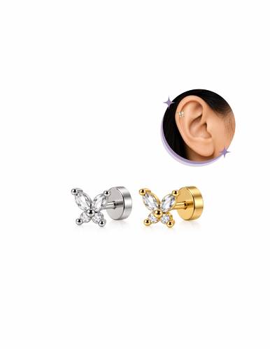 Butterfly ear piercing-Thin Bar (20G)