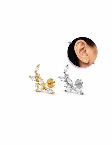 Crystal Branch piercing Thin Bar (20G)