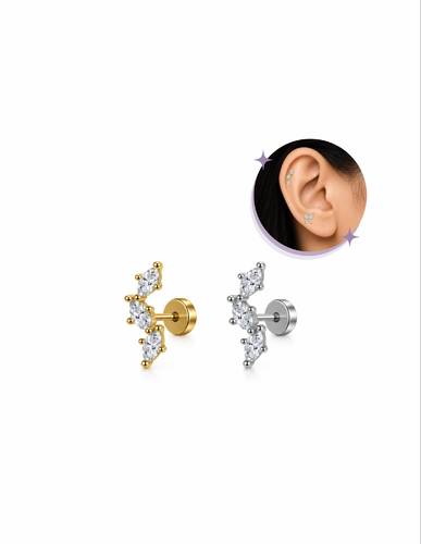 Marquise Trio piercing Thin Bar (20G)