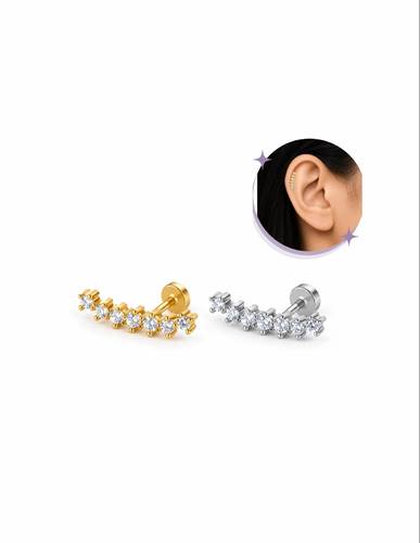 Crystal Curve piercing Thin Bar (20G)