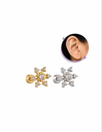 Crystal Snow piercing Thin Bar (20G)