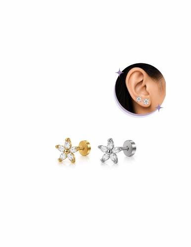 Flower piercing Thin Bar (20G)