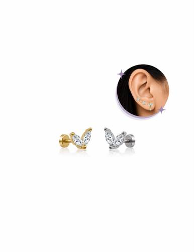 Duo Petal piercing Thin Bar (20G)