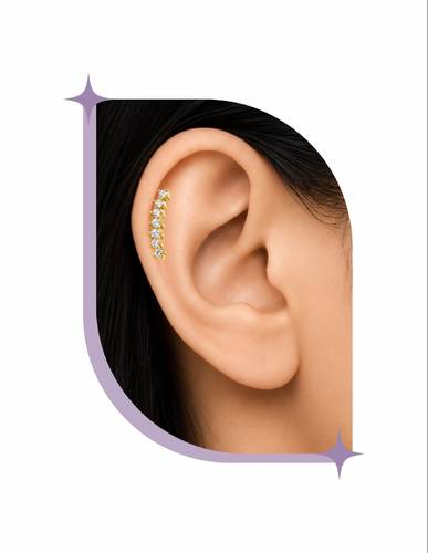 Crystal Curve piercing Thin Bar (20G)