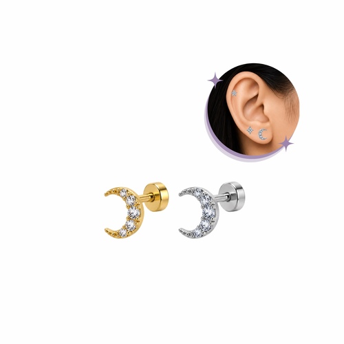 moon ear piercing Thin Bar (20G)