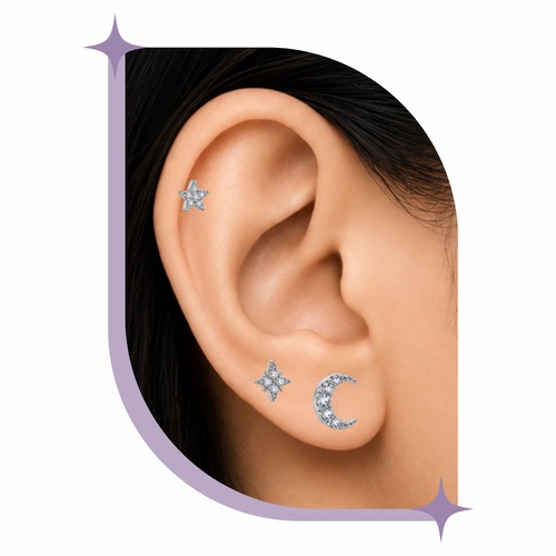 moon ear piercing Thin Bar (20G)