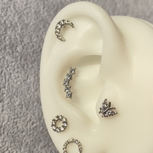moon ear piercing Thin Bar (20G)