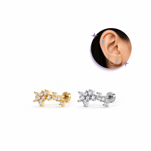 flower Trace piercing Thin Bar (20G)