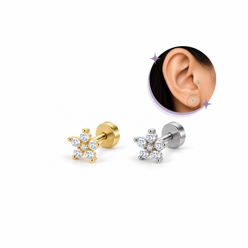 flower ear piercing Thin Bar (20G)