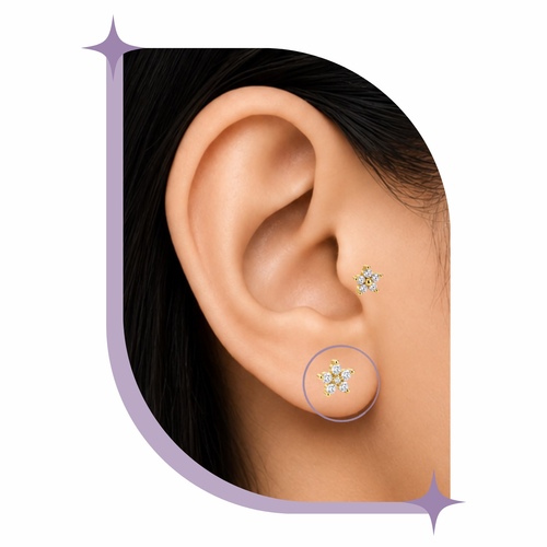 flower ear piercing Thin Bar (20G)