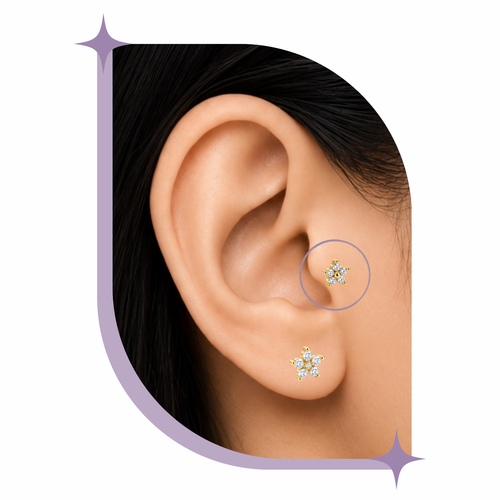 Petite flower ear piercing Thin Bar (20G)