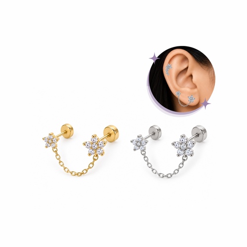 Bloom Chain piercing Thin Bar (20G)