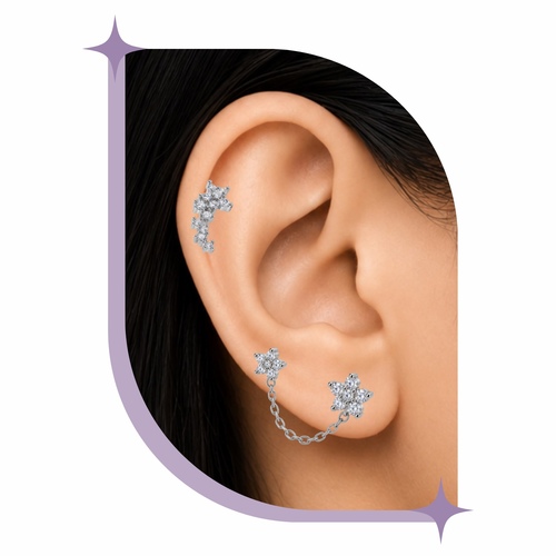 Bloom Chain piercing Thin Bar (20G)