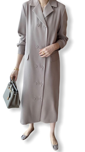 The long khaki jacket - Khaki color  large size