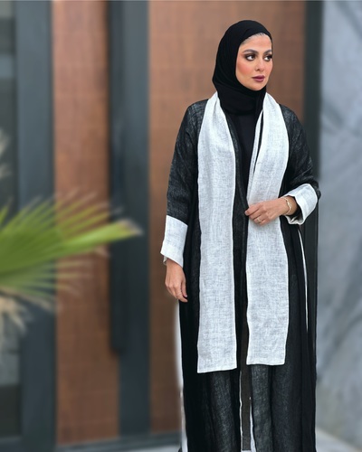 Black and white abaya - Standard size  56