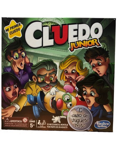 Cluedo Junior - Fun family game: The Cluedo Junior game is a really fun board game for kids' play dates, and for rainy day entertainment. It's a game for ages 8 and up. Contents: Includes gameboard, 6 character pawns, 6 furniture tokens, 7 white bases, 7 yellow bases, detective notepad, die, label sheet, and instructions.  2 or more players.  For ages 5 years and over.  Boxed dimensions: H26.7, W26.7, D4.1cm. WARNING(S):Not suitable for children under 3 years old.  Only for domestic use.  To be used under the direct supervision of an adult.