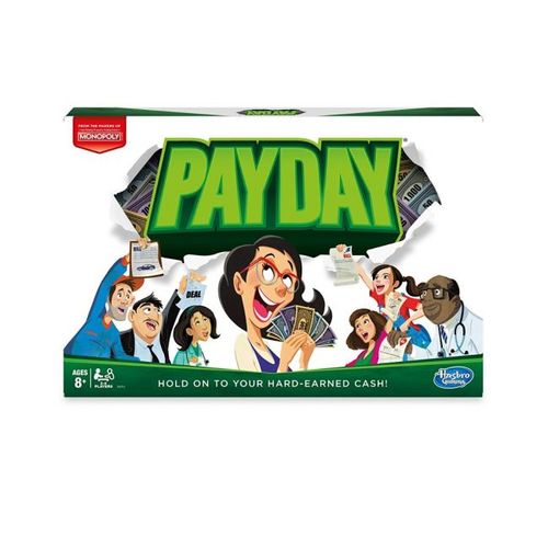 Toy Factory - Monopoly PAYDAY - Fun game of making and spending money From the makers of Monopoly Find bargains and unexpected windfalls Hold on to hard-earned cash Includes gameboard, 100 cards (35 Bargain, 31 Event, 34 Mail) 1 numbered die, 1 Pay Day die, 4 tokens, loan pad, money pack, and game guide.