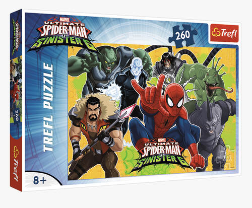 Trefl- Spiderman Puzzle (260 pcs) - Premium quality is achieved by using appropriate thick cardboard, a special non-reflective layer, and puzzle pieces’ perfect fitting. size: 60x40 cm.