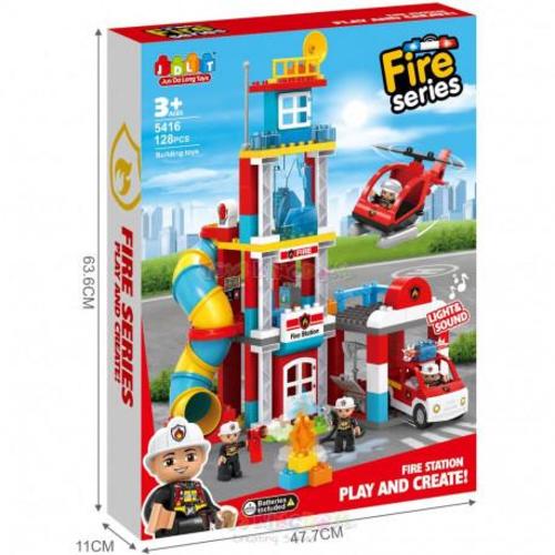 ‏JDLT- BUILDING BLOCK FIRE series 128Pcs - 128Pcs Fire Station Building Block.