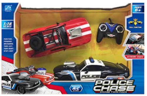 ‏Police Chase- Twin Pack - Include:-  Police truck-  Car-  2 remote control