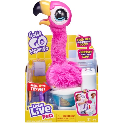 Gotta Go Flamingo - Product Features:Feed Sherbet the Gotta Go Flamingo his food and watch his long neck wobble 'n' wiggle and make you giggle! Sherbet will start singing his hilarious 