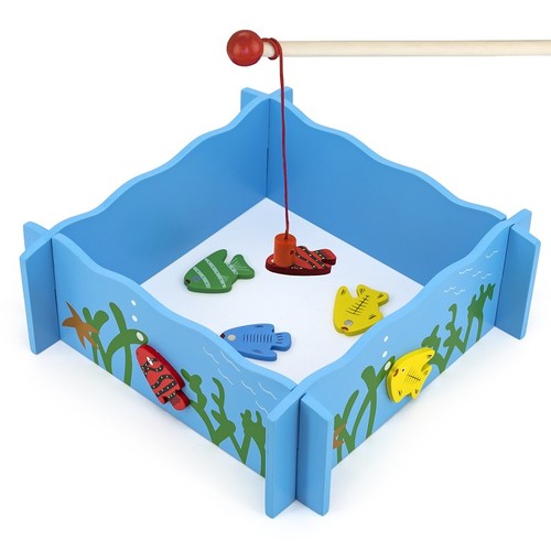 viga - magnetic fishing game - It contains a fishing pool, 4 magnetic fishing rods and 20 fishes with a number on the back side. Play it as a game as well as a toy. Encourages the creativity and hand-eye co-ordination skills. Measurements of the product are 25 x 19 x 4 centimetre.