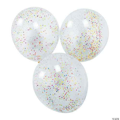 Rainbow Foam Confetti Balloons - These balloons come filled with colored confetti foam balls and inflated with helium