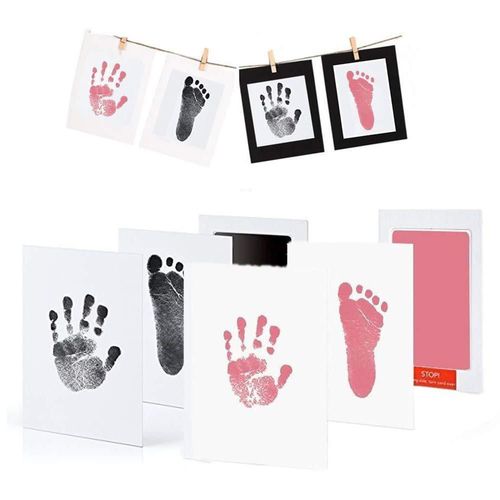 Baby Care Non-Toxic Baby Handprint Footprint Imprint Kit - 1. Great commemorative gifts for parents to record their children's growth;
2. Material technology: high tech anti-cross infection, disposable pad;
3. Baby hands don't need to contact the ink and can obtain clear footprint, without any security risks;
4. No pollution; use special production process, leaving clear, real and long-term preservation;
5. Effective prevention of lead and chemical stimuli and prevention of cross-infection of the virus;
Package list:
1*Baby hand/foot watermark kit
2*paper boards