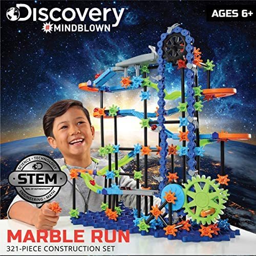 Discovery Marble run Set  - STEM Toy - ✔ HANDS-ON ENGINEERING FUN: It’s time to build! Children can practice motor and mental skills with the Discovery #MINDBLOWN 313-Piece Marble Run Set! The set includes all the parts kids need to get started creating a fun and functioning marble racetrack! ✔ BUILD EXCITING MARBLE RACETRACKS: The Discovery #MINDBLOWN Marble Run is a refreshing take on kids’ building block and engineering sets. Children can build the track by following the steps in the instruction manual, or they can get creative and make their own track. Using the conveyor belt and gravity, they get to create a physics project that makes the marbles go around and around! ✔ DOZENS OF PIECES TO CREATE YOUR OWN DESIGNS: With a wide assortment of rods, platforms, gears, tracks, and more, children will be able to explore the fundamentals of engineering, creativity, and physics. The variety of pieces lets kids explore their own designs. ✔ DISPLAY, PLAY, AND REBUILD: Once you’re done building, display your creation proudly and race marbles down the track! When your first design gets old, take apart your creation and build something new – the possibilities are endless. ✔ INTERACTIVE STEM EDUCATION: Hands-on interaction provides a fun and educational experience so children can learn the fundamentals of engineering, physics, design, and more!